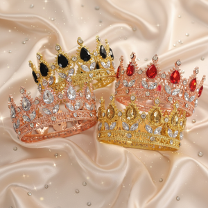 Nouvelle <span class=keywords><strong>Couronne</strong></span> Dorée Ronde Complète de Luxe, Style Baroque Européen et Américain, pour Décoration de Mariage et Accessoires de Bouquet - Product Image 1