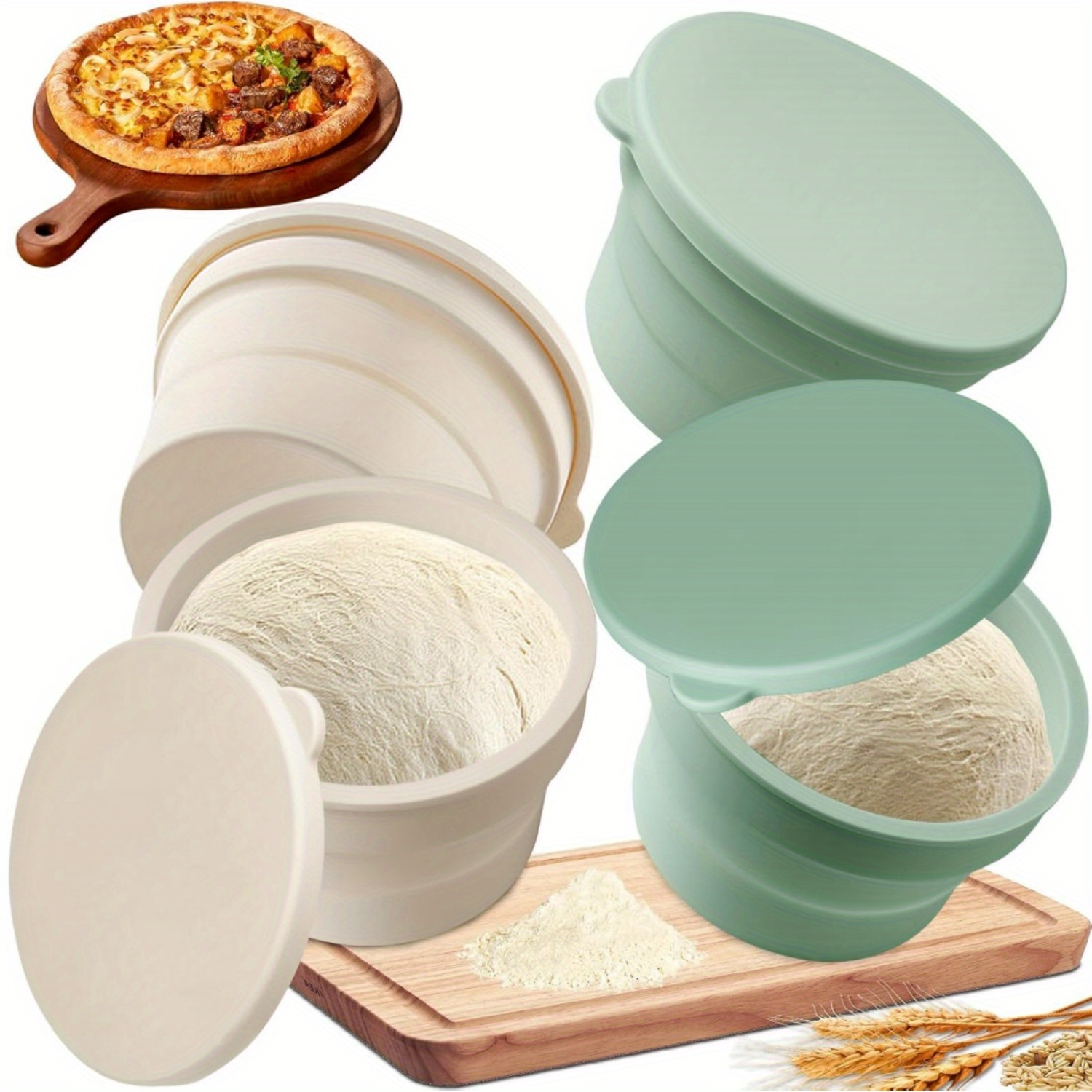 Силиконовые контейнеры для хранения пиццы с крышками