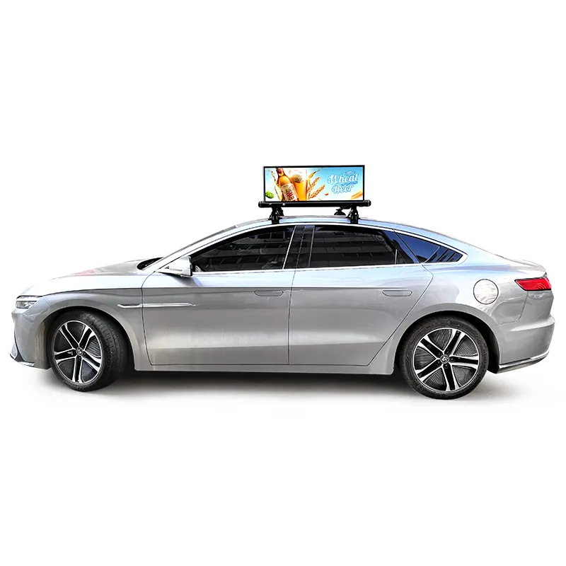 شاشة بإضاءة ليد خارجية توضع أعلى السيارة P3 P5 لوحة بإضاءة ليد إعلانية مزدوجة الجانب 4g ملونة 4g واي فاي أعلى سيارة أجرة