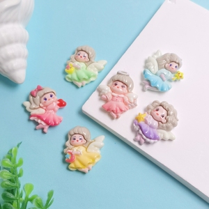 Nueva Moda, 100 Piezas/Bolsa, Adorables Mini Ángeles Alados de Resina, Cabujones Planos para Decoración de Fundas de Teléfono, Manualidades, Scrapbooking - Product Image 2