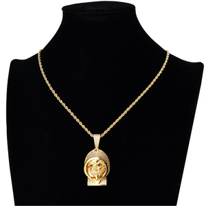 Collar con Colgante <span class=keywords><strong>de</strong></span> <span class=keywords><strong>Muerte</strong></span> <span class=keywords><strong>de</strong></span> Latón con Circonitas Cúbicas Micro Pavé BES Iced Out, Joyería Vintage Punk Hip Hop para Hombres Rapper - Product Image 4