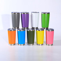 Gobelet isotherme personnalisé de 20 oz avec revêtement en poudre, double paroi en acier inoxydable, tasse à café de voyage avec couvercles