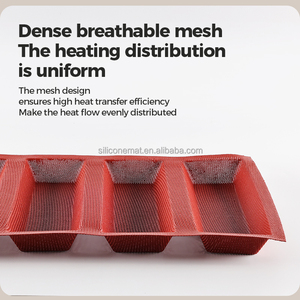 <span class=keywords><strong>Moule</strong></span> à baguette perforé rouge à 4 cavités - <span class=keywords><strong>Moule</strong></span> à pain commercial personnalisable, respirant et facile à démouler - Product Image 4