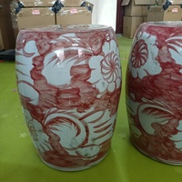 Siège de jardin en porcelaine rouge sous-glaçurée chinoise, motif animal et floral peint à la main, tabouret décoratif en céramique pour la décoration intérieure
