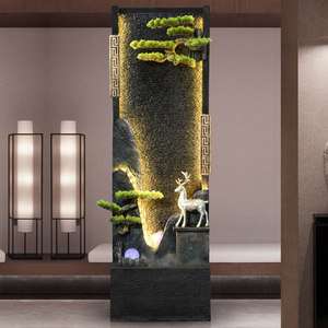 Fontaine murale à rideau <span class=keywords><strong>d</strong></span>'<span class=keywords><strong>eau</strong></span> en résine de style chinois, rocaille à <span class=keywords><strong>eau</strong></span> courante, éclairage LED, symbole de bonne fortune pour la vie - Product Image 5