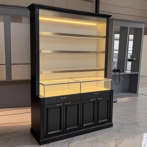 Vitrine de Salon de Beauté Personnalisée Noire et Beige avec Éclairage et Tiroirs – Meuble de Rangement et Coiffeuse - Product Image 2