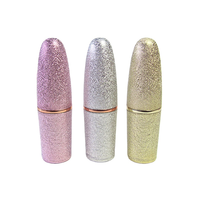 Tube de rouge à lèvres en plastique brillant, étiquette privée, tube de rouge à lèvres rose, emballage de baume à lèvres, tube à lèvres rond