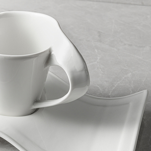 Set di Tazze da <span class=keywords><strong>Caffè</strong></span> con Portabiscotti, Tazza da Tè Unica con Piattino, Tazza in Ceramica Bianca, Tazze Vajjila, Set di Tazze in Porcellana per Arredamento Tavola - Product Image 2
