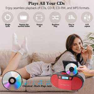 Boombox rétro portable <span class=keywords><strong>CD</strong></span>/<span class=keywords><strong>cassette</strong></span>, <span class=keywords><strong>radio</strong></span> AM/FM avec double haut-parleur et télécommande pour la maison et l'apprentissage - Product Image 5