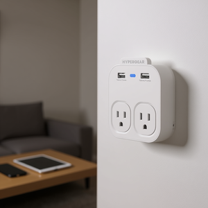 Regleta de enchufes Hypergear para montaje en pared con puertos USB y estación de carga para uso en el hogar y la oficina - Product Image 2