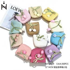 Bolso de paja tejido con diseño de tulipán, 12x14 cm, mini bandolera para mujer, bolso de mano de moda para verano - Product Image 2