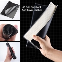 Classique couverture souple personnalisé blanc point grille Journal non daté Journal noir PU cuir minimaliste cahier A5