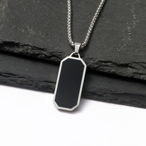 Collar con Colgante Personalizable de Acero Inoxidable con Grabado y Esmalte Brillante, Imprescindible para Hombres Hipster - Product Image 4