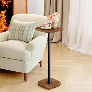 Wood Top Coffee <b>Table</b> With Metal Stand Living Room <b>Sofa</b> <b>Side</b> <b>Table</b> For Adults And Elderly - Product Image 2