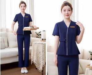 Divise Estive da Donna per Salone di Bellezza in Offerta Speciale, Uniformi Personalizzate Antirughe per Spa ed Estetiste, Divise per <span class=keywords><strong>Hotel</strong></span> di Grande Successo - Product Image 2