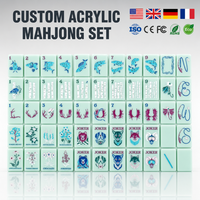 Jeu de tuiles de mahjong américain en acrylique de luxe, 160 pièces, gravure personnalisée du nom, logo personnalisé, boîte cadeau, vente en gros directe d'usine