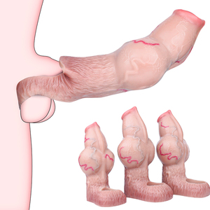Manchon de pénis pour chien FAAK, manchon de pénis masculin réaliste, anneau de pénis, gaine de pénis, gode creux, jouets sexuels pour hommes, élargissement du pénis, couples - Product Image 1
