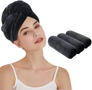 الجملة سريعة تجفيف التفاف منشفة شعر مايكروفايبر (مصنوعة من الألياف الصناعية) ، مخصص مايكرو الألياف منشفة للشعر على شكل عمامة للنساء