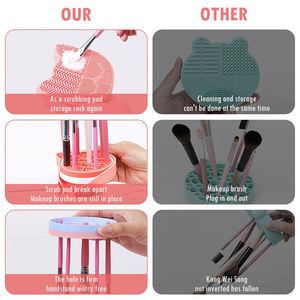 Multi-Function <b>Silicone</b> Makeup Brush Cleaner & Organizer - Cat Design Brush Stand Holder, Cleaning <b>Tool</b> for Brushes & Cosmetics - Product Image 5