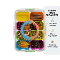 8-delige voedselveilige PP lekbestendige stapelbare draagbare snackbox met compartimenten, charcuterie schaal, fruit organizer, picknick, koelkast
