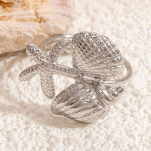 Starfish Shape Titanium Steel <b>Ring</b> Unisex Fashion Jewelry Gift Wearable Accessory - Product Image 2