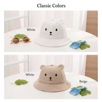 Sombrero de Pescador Informal de Algodón y Lino con Dibujos Animados de Osos para Bebés y Niños, Sombrero de Protección Solar para Niños y Niñas