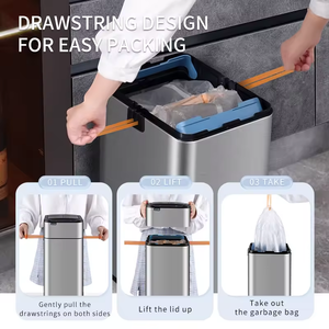 JAH5535D <span class=keywords><strong>Poubelle</strong></span> d'emballage <span class=keywords><strong>60L</strong></span> à <span class=keywords><strong>double</strong></span> cordon Sac jetable Usage domestique Poubelles intelligentes à induction automatique Plastique Acier - Product Image 3