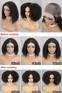 Letsfly 300% <b>Afro</b> Kinky Curly 4x4 Lace Closure <b>Wigs</b> Natural Color 100% Human Hair <b>Wigs</b> Brazilian Remy Virgin Hair 12 14 16inch - Product Image 4
