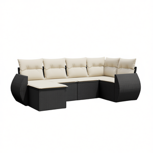 Conjunto de Sofá Modular de Ratán PE Negro para Jardín, Muebles Elegantes para Exteriores con Cojines de Espuma de Alta Densidad para Patio y Jardín - Product Image 1