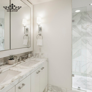 Carreaux de sol et de mur en marbre dolomite blanc Calacatta poli Goldtop modernes, imperméables, pour cuisine et salle de bain - Product Image 3