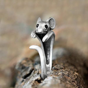 Huitan S925 Đồ Trang Sức Thời Trang Nhẫn Cho Phong Cách Cổ Điển Chuột Động Vật Hình Thiết Kế 925 Sterling Silver Nhẫn Bạc Mở Đồ Trang Sức Phụ Nữ - Product Image 2