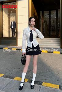 Conjunto de Vietnam, Camisa de Moda de Oficina de Algodón y Chifón No Tejido Bordado, con Cintura Ajustada, Corbata, Diseño Personalizado, Manga Larga para Mujer - Product Image 3