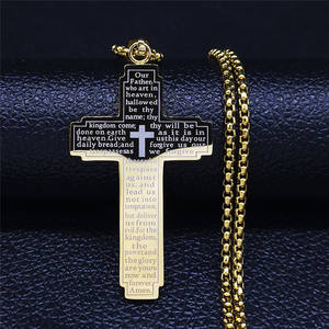 Jésus Crucifix Seigneurs Prière Basé Sur La Foi Christian Bible Croix Mâle En Acier Inoxydable Religieux Pendentif De Mode Bijoux Colliers - Product Image 5