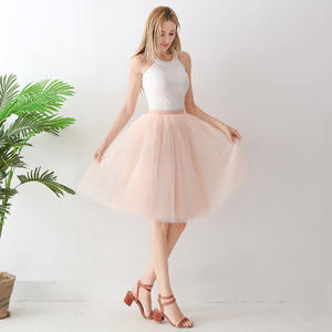 Midi Femmes Puffy Mesh <span class=keywords><strong>Jupon</strong></span> Lolita Jupe 5 Couches Jupe Femmes Mode Tulle Jupes Taille Haute Plissée <span class=keywords><strong>Tutu</strong></span> - Product Image 5