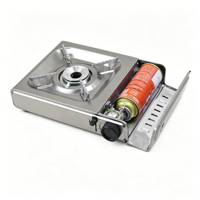 Réchaud à gaz butane portable en acier inoxydable pour le camping, dispositif de protection contre la surpression, design simple pour une utilisation en pique-nique