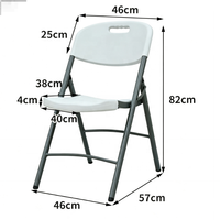 Chaise pliante commerciale avec poignée intégrée, assise moulée par soufflage, gris foncé, structure en acier, mobilier événementiel