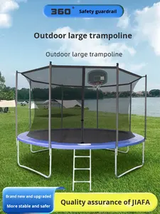 แทรมโพลีนสำหรับเด็กจากโรงงานจีน ใช้ได้ทั้งในร่มและกลางแจ้ง ขนาดใหญ่ สำหรับสวนสนุก ตลาดนัด หรือใช้ในบ้าน มีตาข่ายนิรภัย 360 องศา ขนาด 10 14 16 นิ้ว - Product Image 1