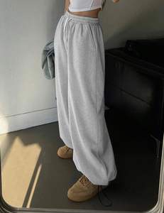 Pantaloni della Tuta Personalizzati Hesayep all'Ingrosso di Fabbrica in Pile da <span class=keywords><strong>Donna</strong></span> Invernali Caldi a Gamba Larga con Coulisse e Polsini Larghi da Jogging - Product Image 3