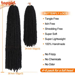 Atacado Ombre Natural Deusa Pré-Looped Faux Locs Crochet Trança Cabelo Para Mulher Butterfly Locs Crochet Hair Extensions