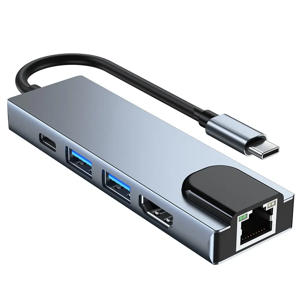 SY 5-in-1 USB Hub Docking Station: HDMI 4K, 1000M Ethernet cổng USB 3.0 Loại C HUB Docking Station cho máy tính máy tính xách tay