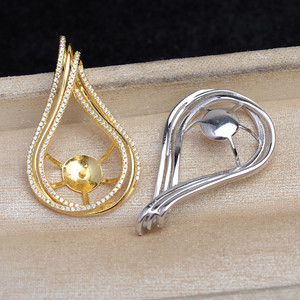 Colgante Grande de Plata S925 con Forma de Gota, 12-14 mm, Accesorio para Joyería de Perlas, Producto Semiacabado JG5979 - Product Image 3
