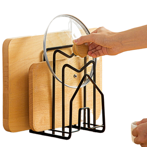 Standing Metal Kitchen Storage <b>Rack</b> Multifunctional Cutting Board Pot Lid Organizer Minimalist Design - Product Image 1