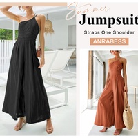 Großhandelspreis Schulterfreier Einfarbiger Crop Top Weites Bein Hose Einteiliger Sommer Damen Jumpsuit