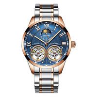 AILANG 8822 Montre à design original pour homme, double tourbillon, automatique, mécanique, montre-bracelet, mode, décontractée, business, luxueuse