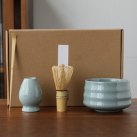 Ensemble de matcha en céramique exquis, logo personnalisé, ensemble d'outils à matcha 4 pièces, ensemble de thé directement de l'usine