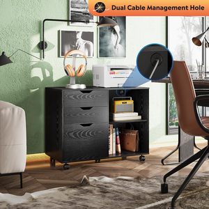 <span class=keywords><strong>Imprimante</strong></span> de <span class=keywords><strong>bureau</strong></span> spacieuse Scanner Classeur Premium Étagères ouvertes mobiles avec tiroir inférieur Taille de la lettre pour les bureaux - Product Image 3