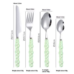 304 Set pisau sendok baja tahan karat, kreatif mutiara keramik perawatan desain Modern berkelanjutan Barat Steak makanan penutup pesta - Product Image 4