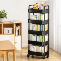 Chariot de rangement étroit à 5 niveaux avec roulettes pour cuisine, salle de bain, buanderie, chariot utilitaire domestique