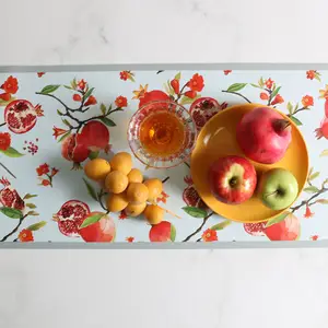Jüdischer Feiertag Rosh Hashana Granatäpfel Tisch läufer Benutzer definierte wasserdichte Leinen Blumen läufer Hochzeit Tisch läufer