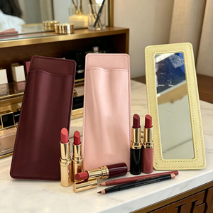 Estuche para Delineadores de Labios Rosa, Bolsa Porta Delineadores con Espejo, Estuche Cosmético para Lápiz de Cejas y Labios con Espejo - Product Image 5